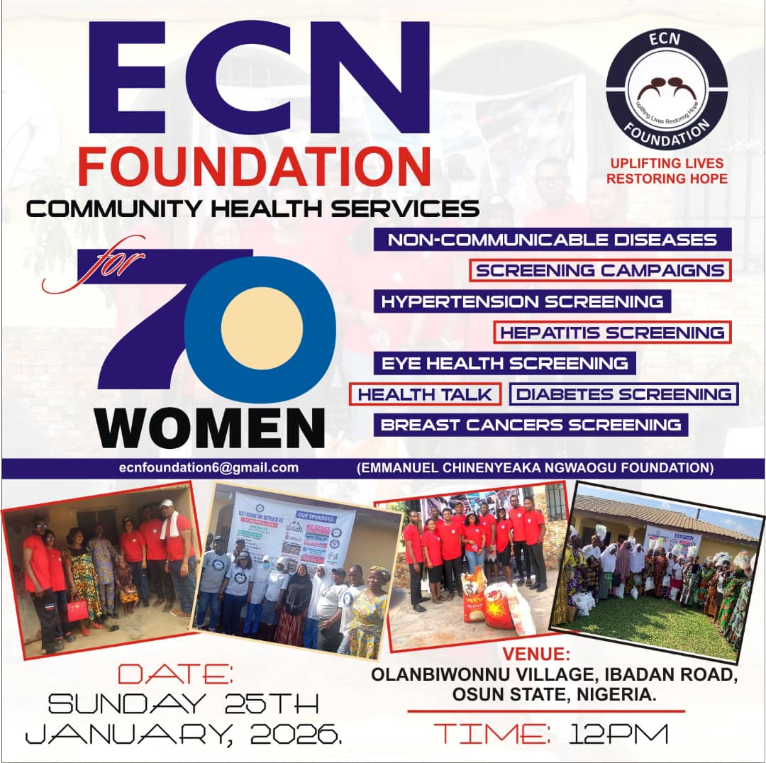 ECN Foundation community services to 70 women in Olanbiwonnu village, Ibadan road, Osun State. 25th January 2026